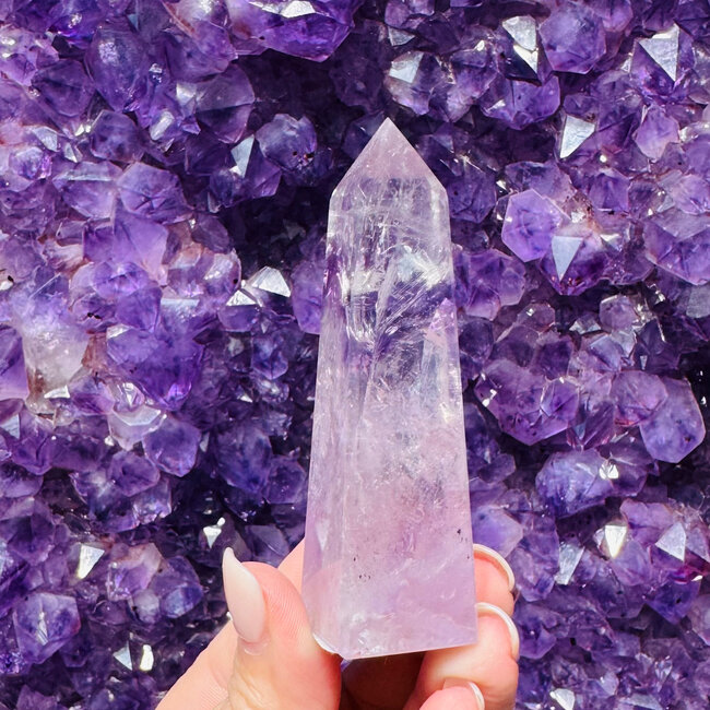 Clear Quartz & Amethyst Obelisk - Medium 3-4" Point Tower Generator