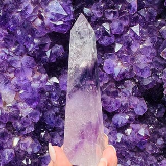 Clear Quartz & Amethyst Obelisk - Large 4-5" Point Tower Generator
