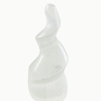 Selenite (Satin Spar Gypsum) Charging Spiral Twist Flames - 2.5" Small Tower