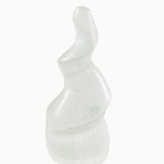 Selenite (Satin Spar Gypsum) Spiral Flame Tower - Mini 2.5"
