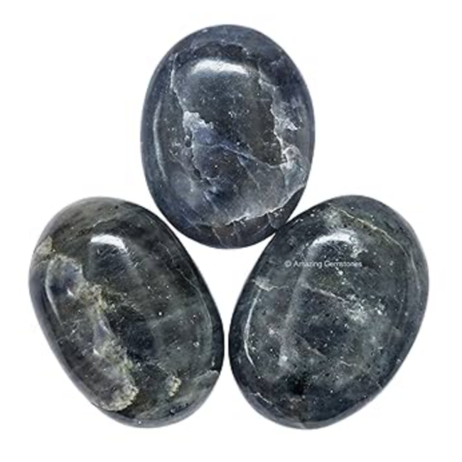 Iolite (Water Sapphire) Palm Pillow Pocket Stone Large