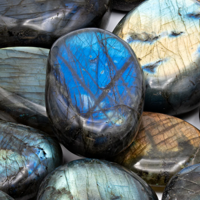 Labradorite Palm Pillow Pocket Stone - Medium