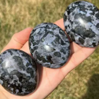 Indigo Gabbro (Mystic Merlinite) Palm Pillow Pocket Stone - XL