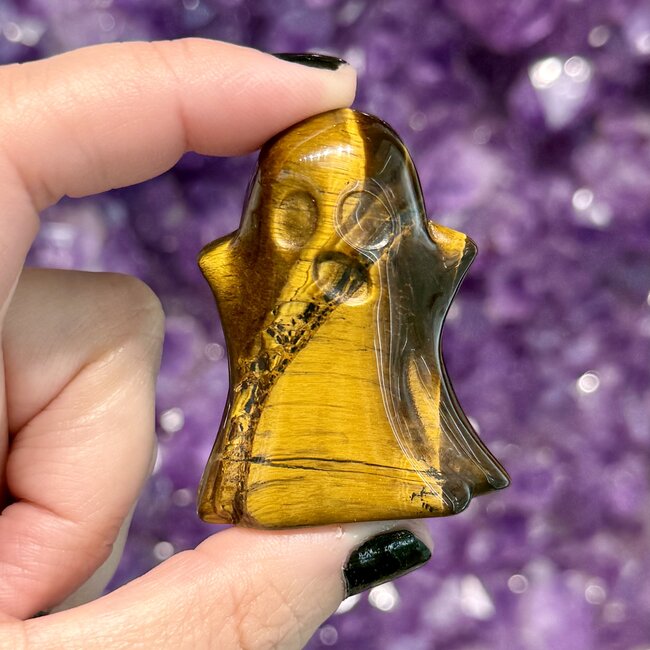 Gold Tigers Eye Ghosts 2" - Figurine Carving