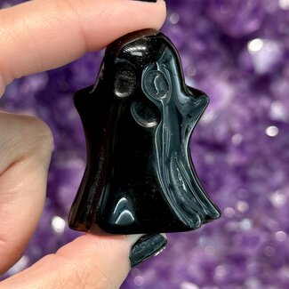 Black Obsidian Ghosts 2" - Figurine Carving Black Obsidian Ghosts 2" - Figurine Carving