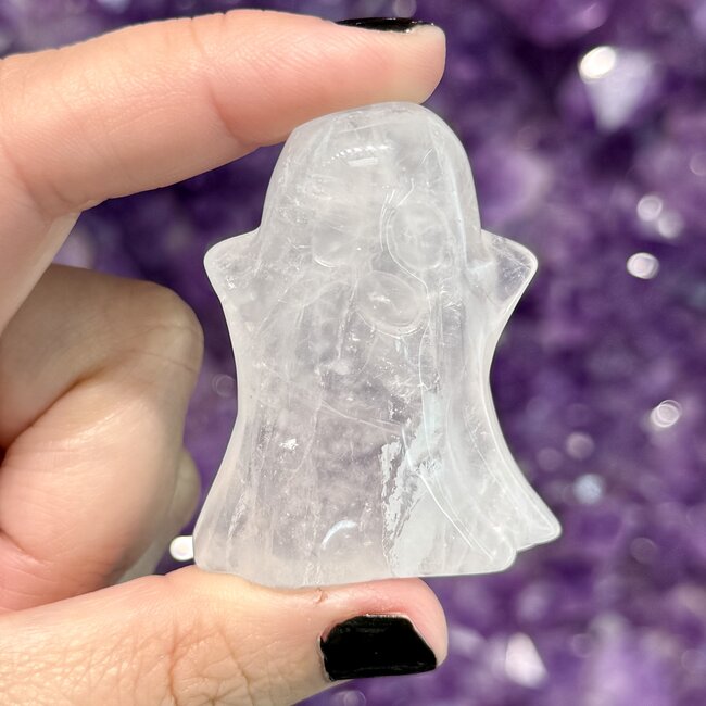 Clear Quartz Ghosts 2" - Figurine Carving