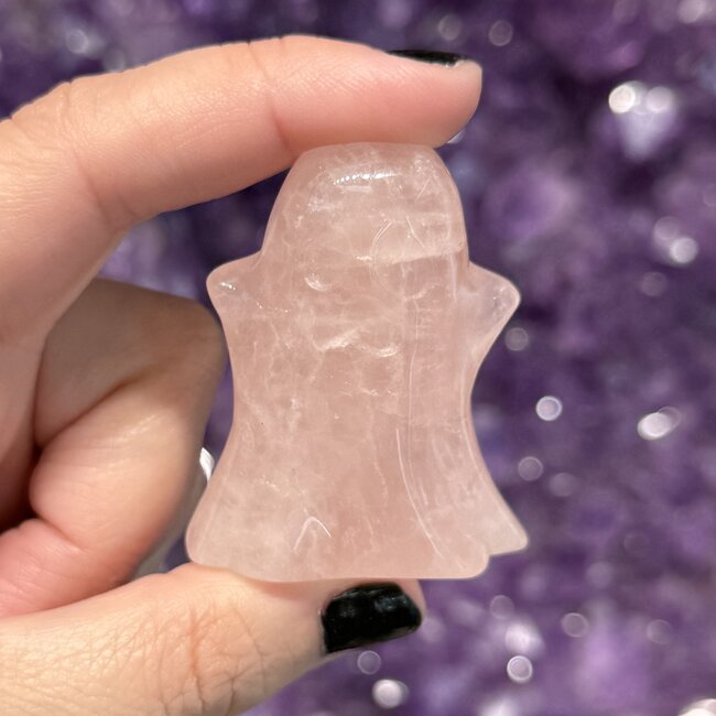 Rose Quartz Ghosts 2" - Figurine Carving
