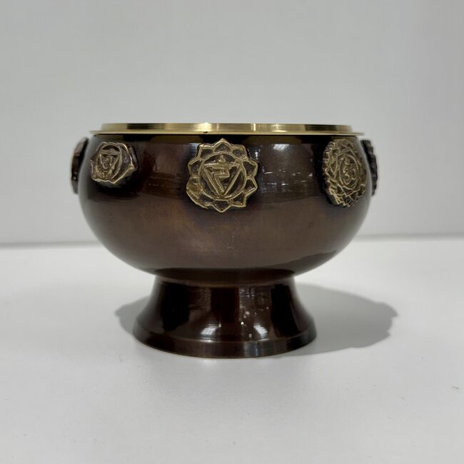 Resin Incense Charcoal Burner -  7 (Seven) Chakras Pedestal Bowl - Cone