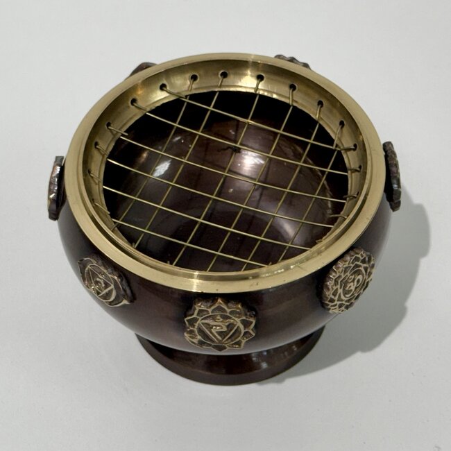 Resin Incense Charcoal Burner -  7 (Seven) Chakras Pedestal Bowl - Cone