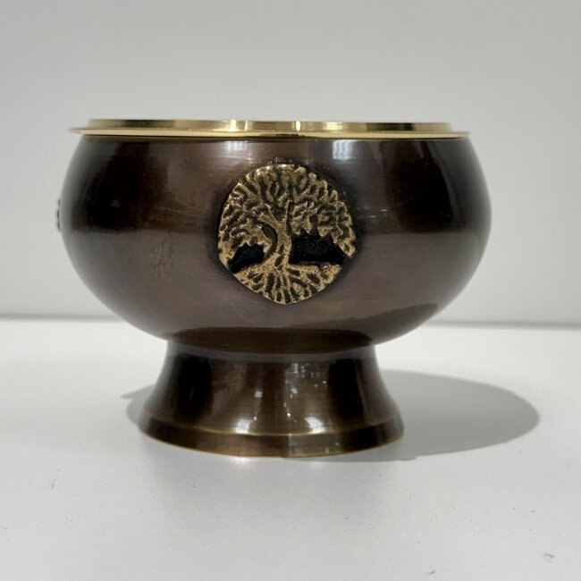 Resin Incense Charcoal Burner - Tree of Life Pedestal Bowl - Cone