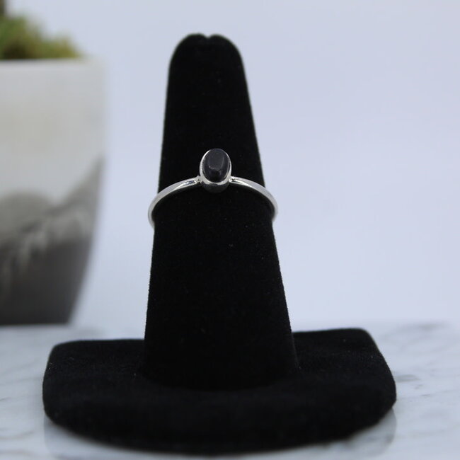 Shungite Rings - Size 8 Oval Bezel Set - Sterling Silver