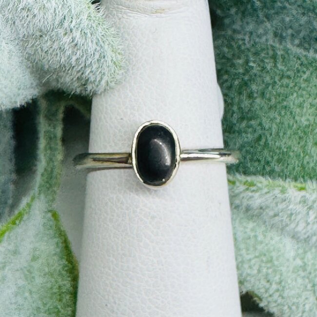 Shungite Rings - Size 8 Oval Bezel Set - Sterling Silver
