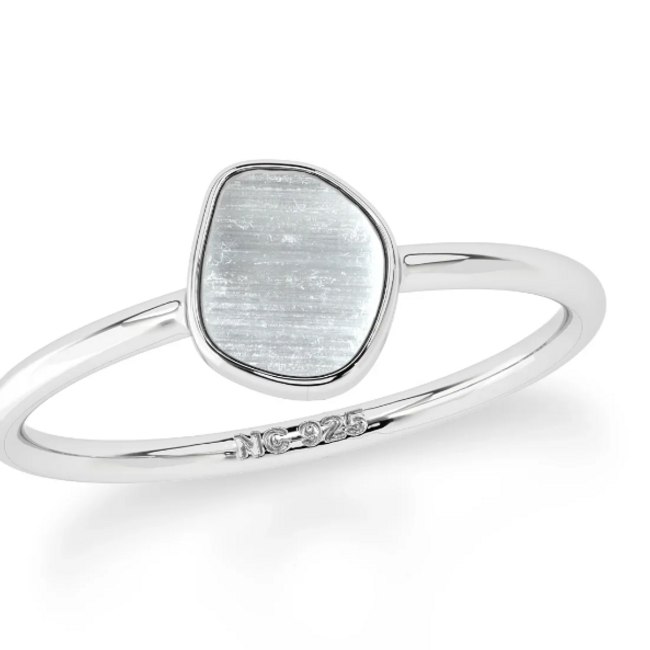 Selenite (Satin Spar Gypsum) Rings - Size 4 Rough Raw Natural Bezel Set - Stackable Sterling Silver
