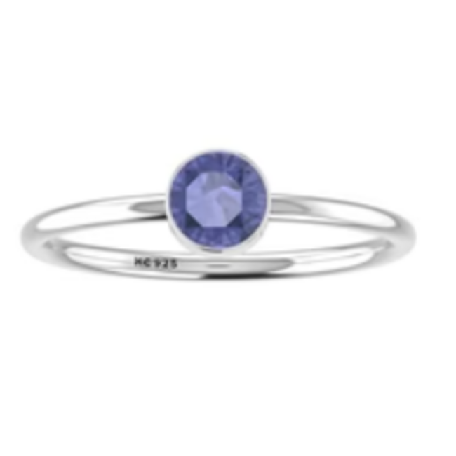 Tanzanite Rings - Size 6 Round Faceted Bezel Set - Sterling Silver