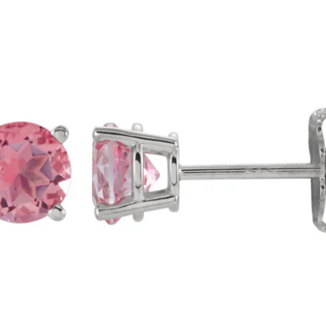 Pink (Watermelon) Tourmaline Earrings - 3mm Faceted Studs - Sterling Silver Watermelon Gemstone Jewelry