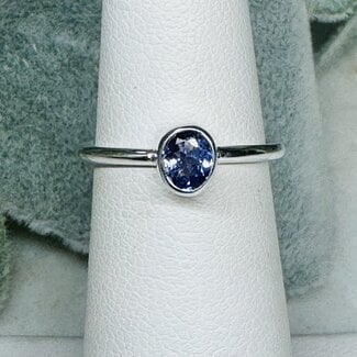 Tanzanite Rings - Size 6 Oval Faceted Bezel Set - Sterling Silver