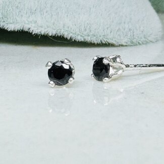 Black Spinel Earrings - 3mm Faceted Studs - Sterling Silver Gemstone Jewelry
