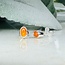 Carnelian Earrings - Oval Studs Bezel Set 4mm - Sterling Silver