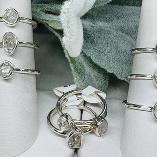 Herkimer Diamond Rings - Size 10 Bezel Set Rough Raw Natural - Sterling Silver