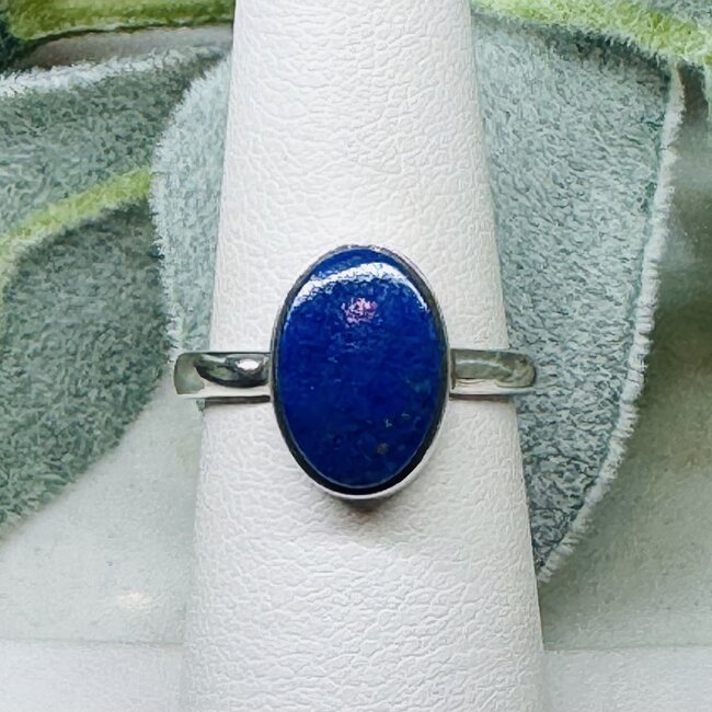 Lapis Lazuli Rings - Size 6 Oval #1 Bezel Set - Sterling Silver