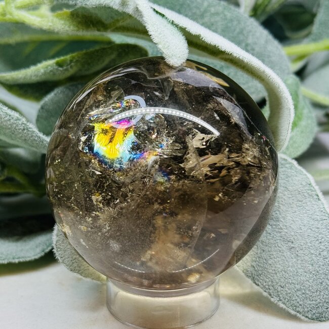 Smoky Smokey Quartz Sphere Orb (Rainbow Inclusions) AAA Grade - 60-65mm (2.36 to 2.56")