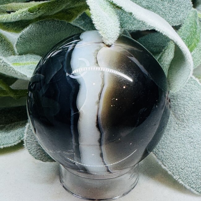 Black Agate Sphere Orb - 50-55mm