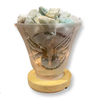 Aquamarine Lamps - Angel Wings Natural Rough Raw Chunks in Frosted Glass - Light Included