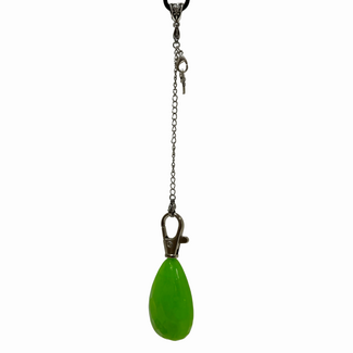 Light Up Pendulums - Green Dowsing Faceted Teardrop Point Divination with Interchangeable Charms - Silver Chain, USB Charger Included