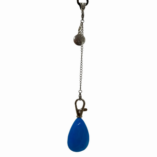 Light Up Pendulums - Blue Dowsing Faceted Teardrop Point Divination with Interchangeable Charms - Silver Chain, USB Charger Included