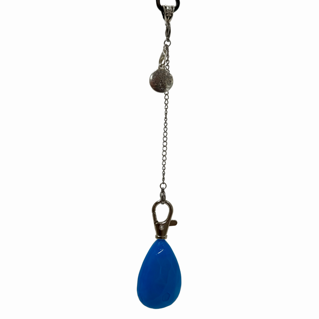 Light Up Pendulums - Blue Dowsing Faceted Teardrop Point Divination with Interchangeable Charms - Silver Chain, USB Charger Included