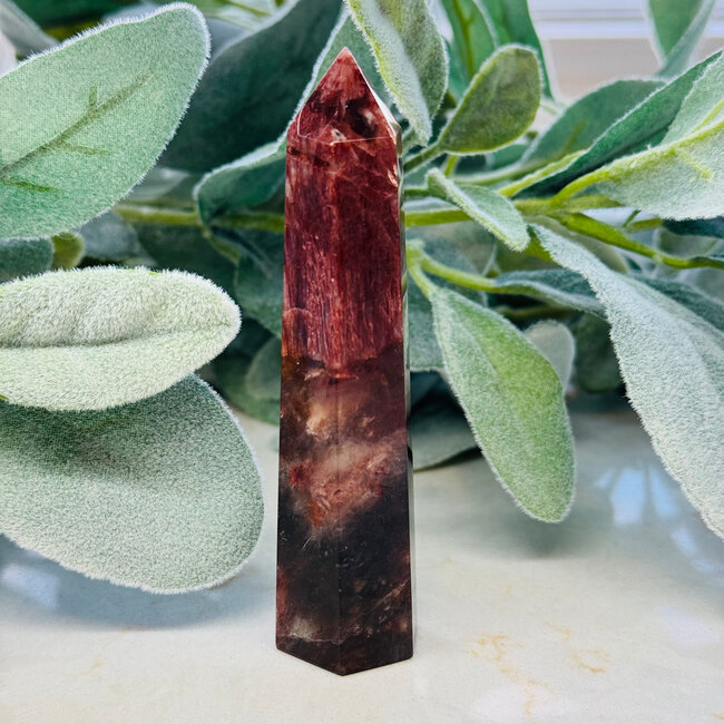 Fire Quartz (Red Hematoid) & Rainbow Moonstone Towers Generators Points - Medium (4-5")