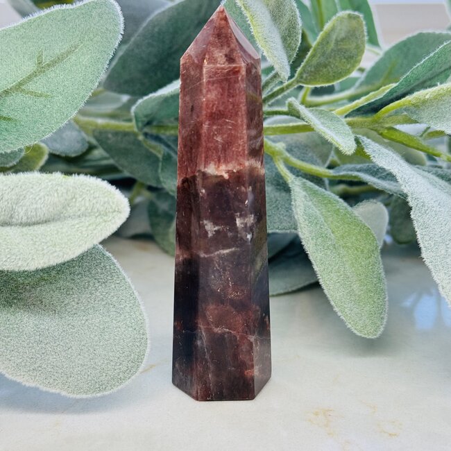 Fire Quartz (Red Hematoid Ferruginous) & Rainbow Moonstone Towers Generators Points - Medium (4-5")