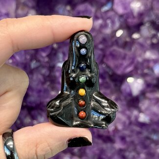 Black Obsidian Chakra Sitting Yoga Woman - 2"