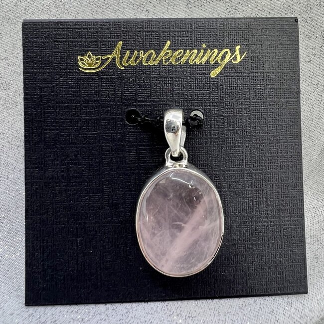 Rose Quartz Pendants - Oval Bezel Set Sterling Silver