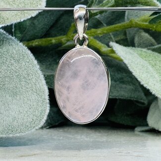 Rose Quartz Pendants - Oval Bezel Set Sterling Silver
