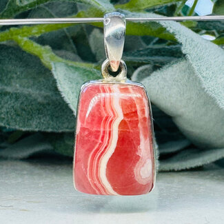 Rhodochrosite Pendants - Tapered Rectangle Bezel Set Sterling Silver