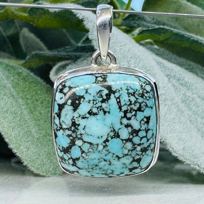 Turquoise Pendants - Square Bezel Set Sterling Silver