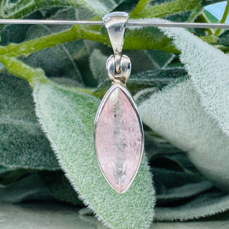 Pink Morganite Pendants - Faceted Marquise Bezel Set Sterling Silver
