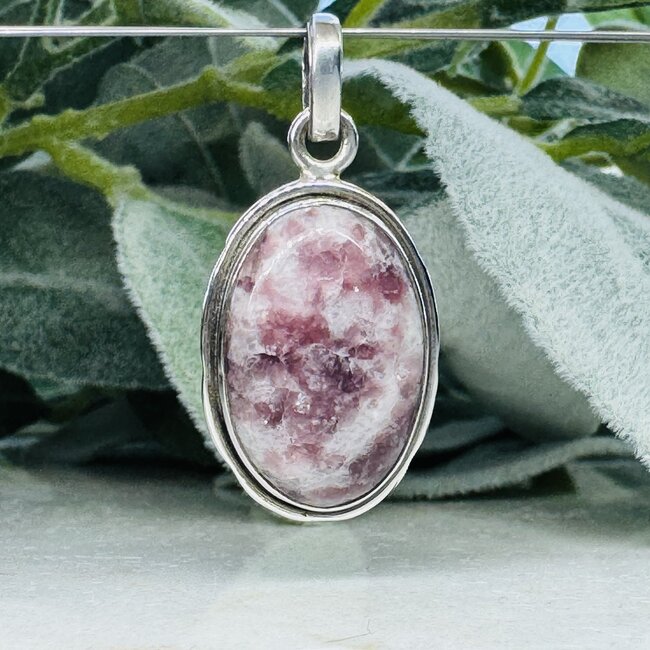 Lepidolite Pendants - Oval Double Bezel Set - Sterling Silver