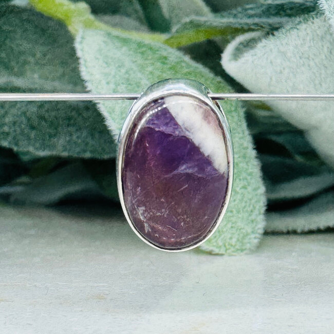 Chevron (Dream) Amethyst Pendants - Oval Bezel Set Sterling Silver
