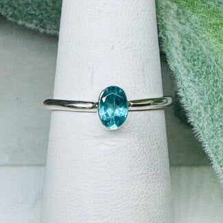 Blue Topaz Rings - Size 7 Oval Bezel Set - Sterling Silver