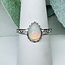 Ethiopian Opal Rings - Size 9 Teardrop Pear Bezel Set Filigree - White Bronze