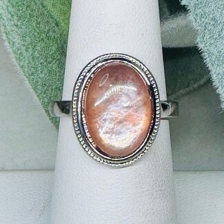 Purple Lepidolite (Mica) Rings - Size 9 Oval Bezel Set - White Bronze