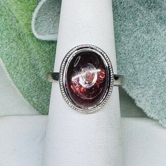 Purple Lepidolite (Mica) Rings - Size 10 Oval Bezel Set - White Bronze