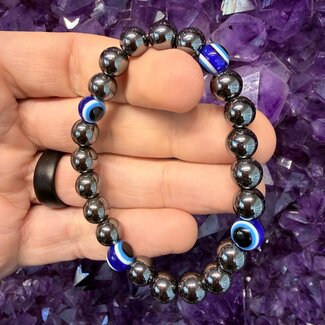 Evil Eye Hematite Bracelets - 8mm