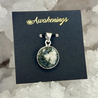Stonehenge Preseli Bluestone Round Pendant - Sterling Silver