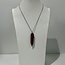 Red Jasper Necklace - Double Point Antique Bezel Set 20"- Bronze Stainless Steel