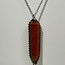Red Jasper Necklace - Double Point Antique Bezel Set 20"- Bronze Stainless Steel