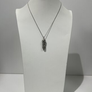 Dalmatian Jasper Necklaces - Point on Bead Chain 18" Silver Plated