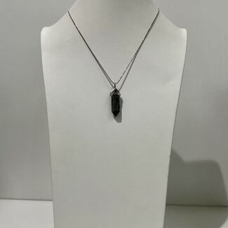 Snowflake Obsidian Necklaces - Point on Bead Chain 18" Silver Plated